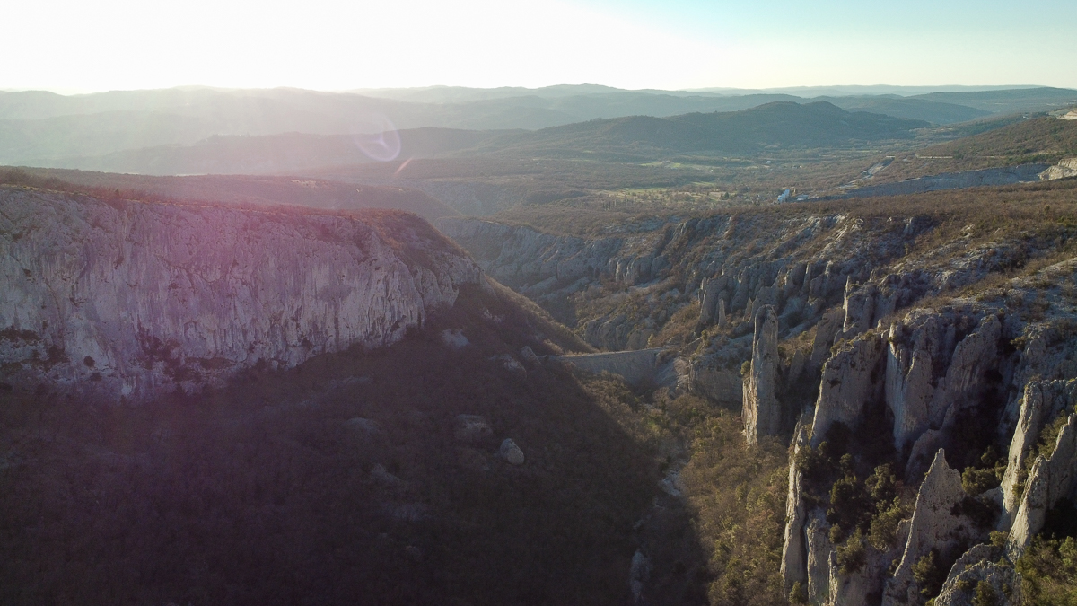 Aerial photo of the canyon Vela Draga, Croatia.